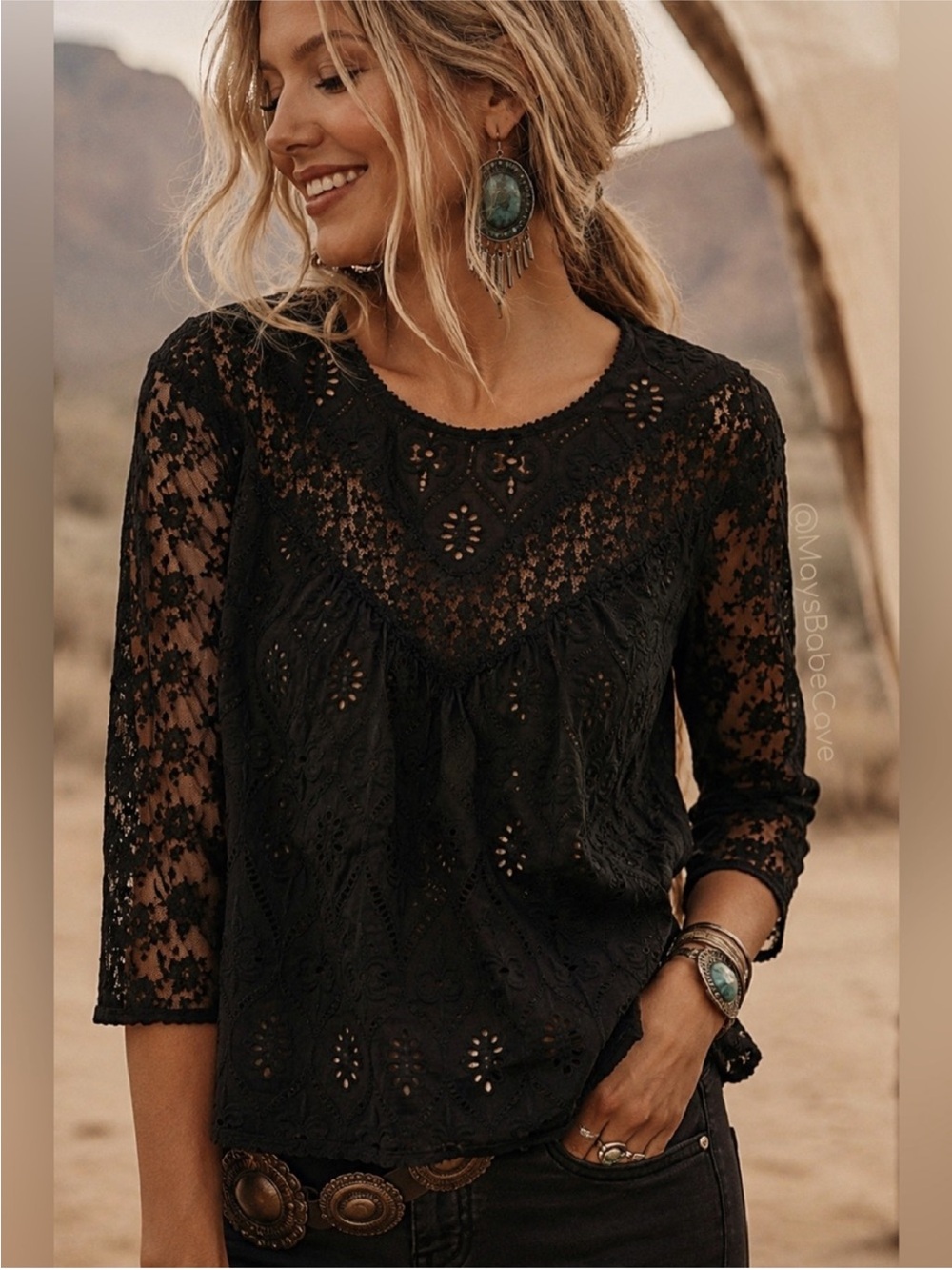 Anthropologie Fleur Wood Lace Ensemble top